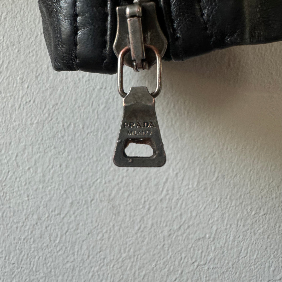Prada 2000’s Mainline Cropped Leather Moto Jacket