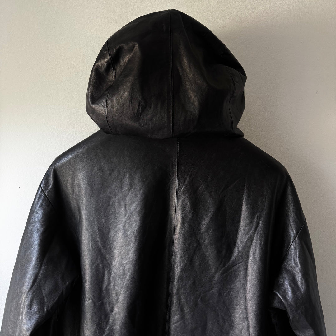 Helmut Lang 1990s Hooded Leather Parka