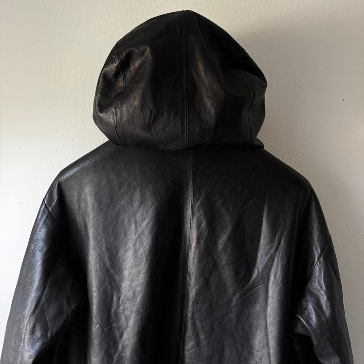 Helmut Lang 1990s Hooded Leather Parka