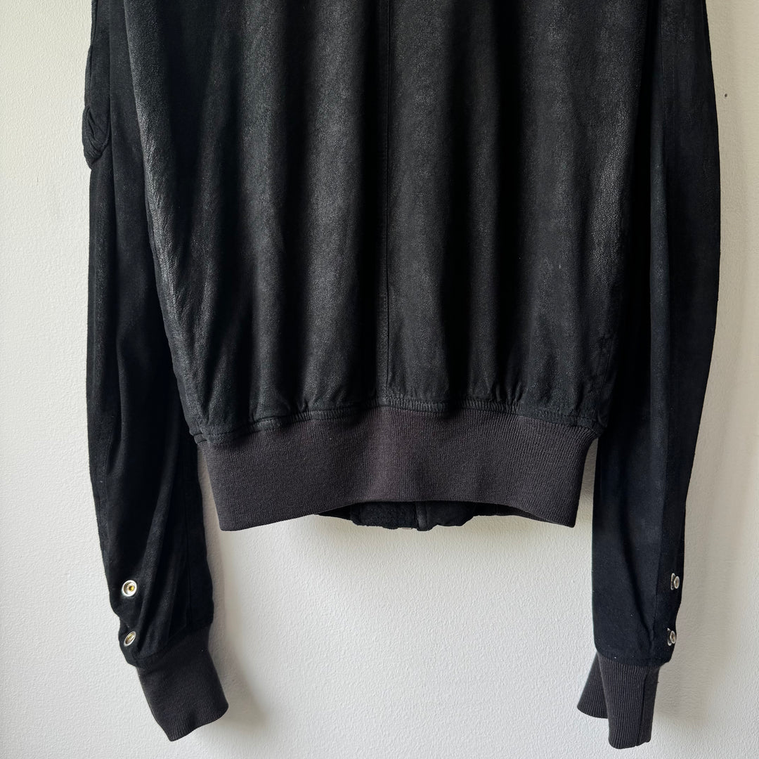 Rick Owens SS2018 Black Blistered Lamb Leather MA-1 Bomber Jacket