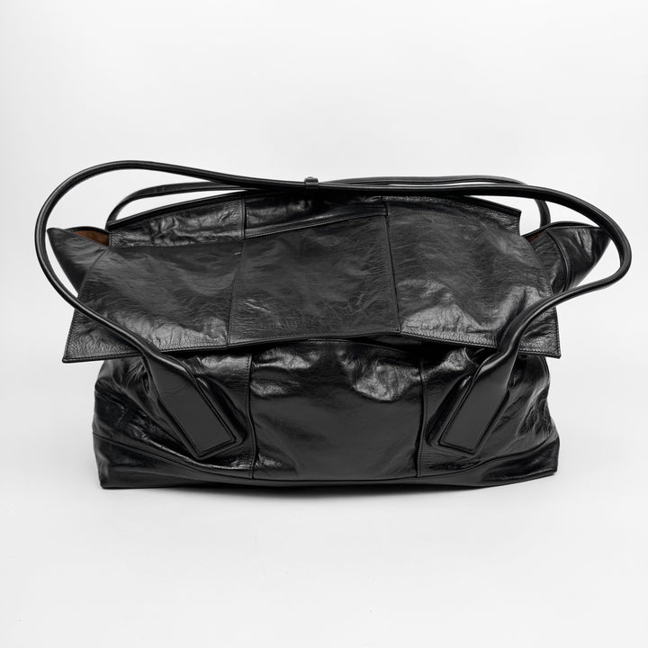 Bottega Venetta 2020 Black Arco Maxi Intrecciato Slouch Tote Weekender Bag