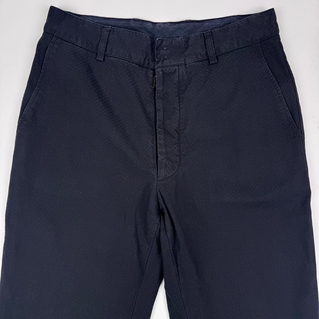 SS2004 Martin Margiela Navy Cotton Checkered Relaxed Straight Pants