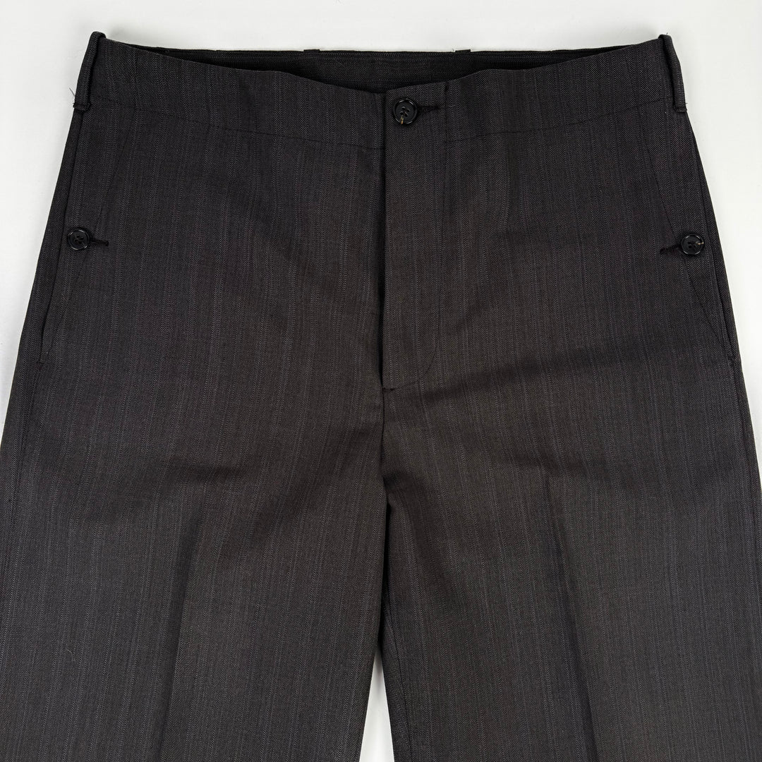 Miu Miu 2000’s Dark Gray/Brown Wool Pinstriped Wide Leg Suit Pants