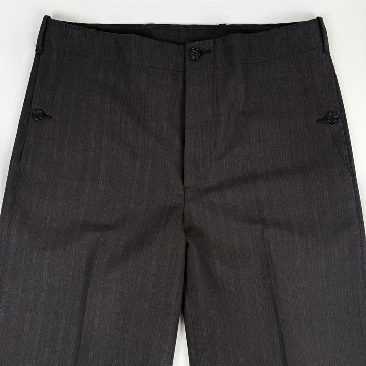 Miu Miu 2000’s Dark Gray/Brown Wool Pinstriped Wide Leg Suit Pants