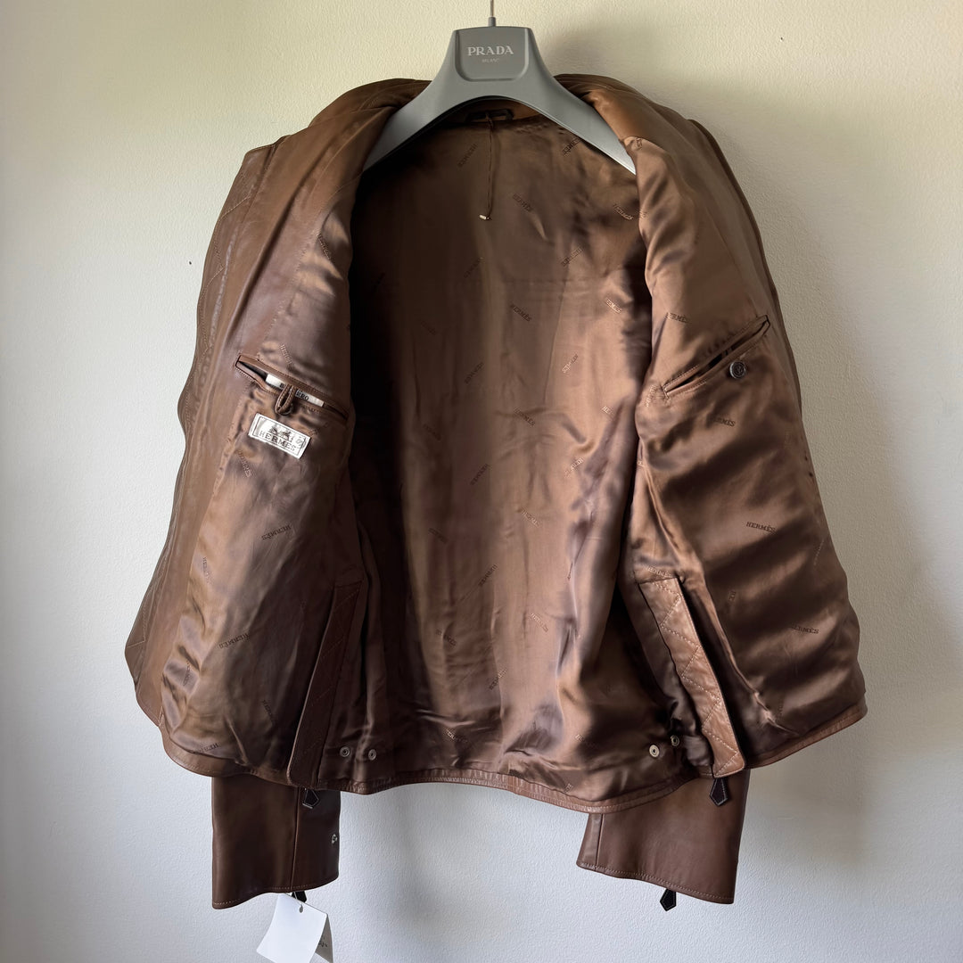 Hermes Cropped Calf Leather Blouson Jacket