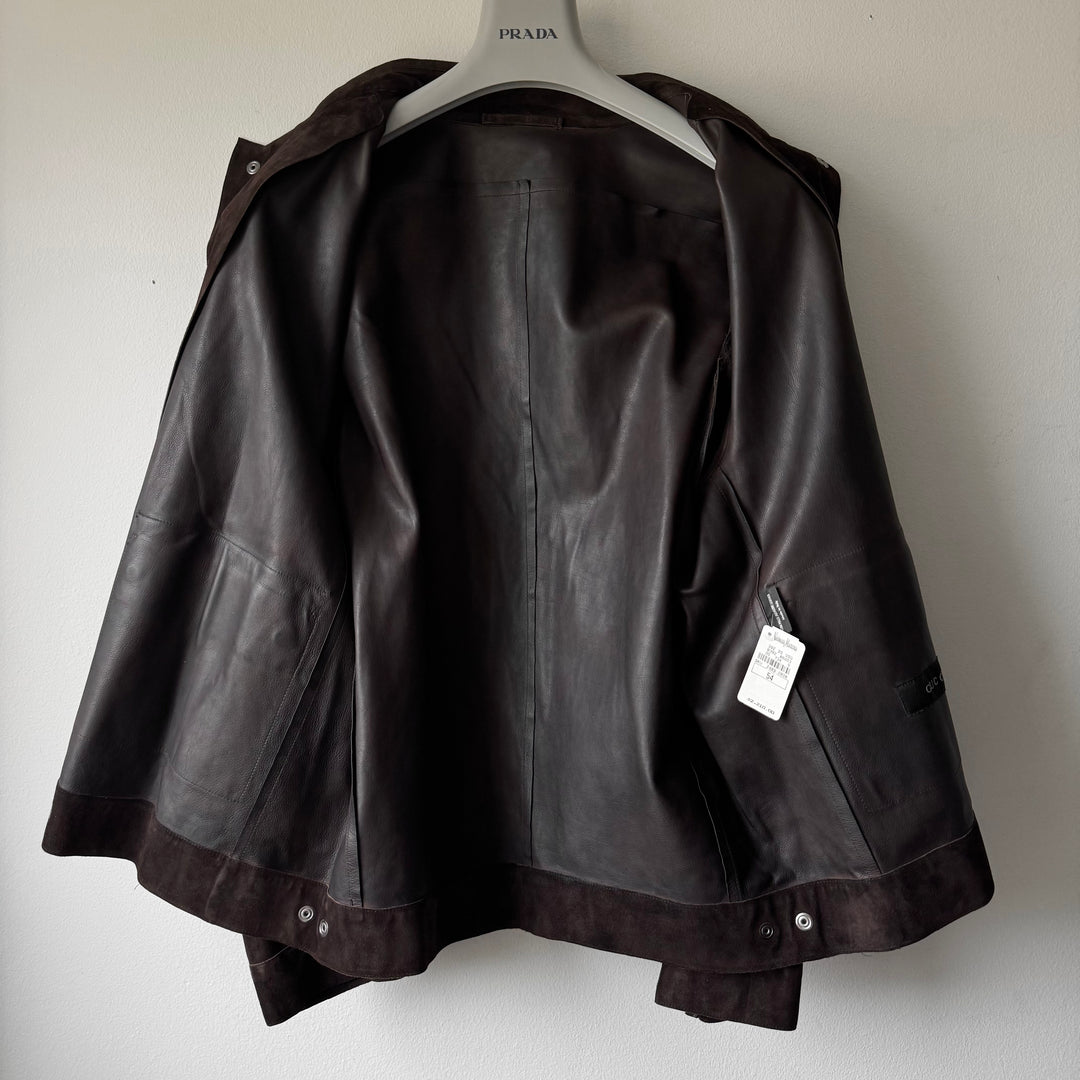 Gucci By Tom Ford FW2000 Brown Suede/Nubuck Cropped Blouson Leather Jacket