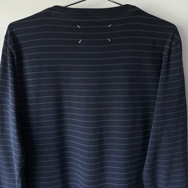 SS2000 Martin Margiela Navy Striped Cotton Jersey Long Sleeve T-Shirt