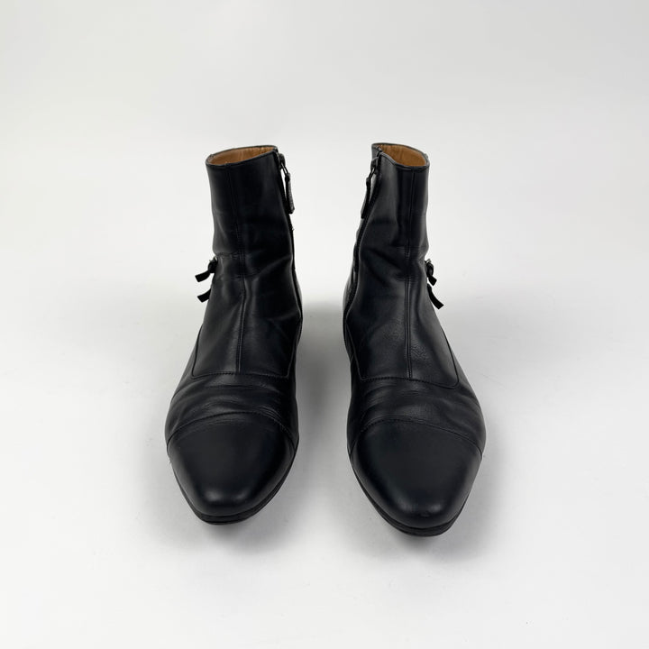 Gucci 2000's Buckled Beatle Ankle Leather Boots