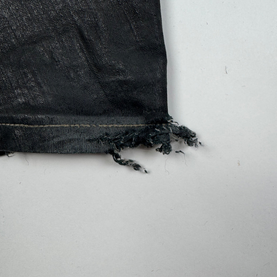 Rick Owens FW2024 Black Bias Bootcut Waxed Denim Pants