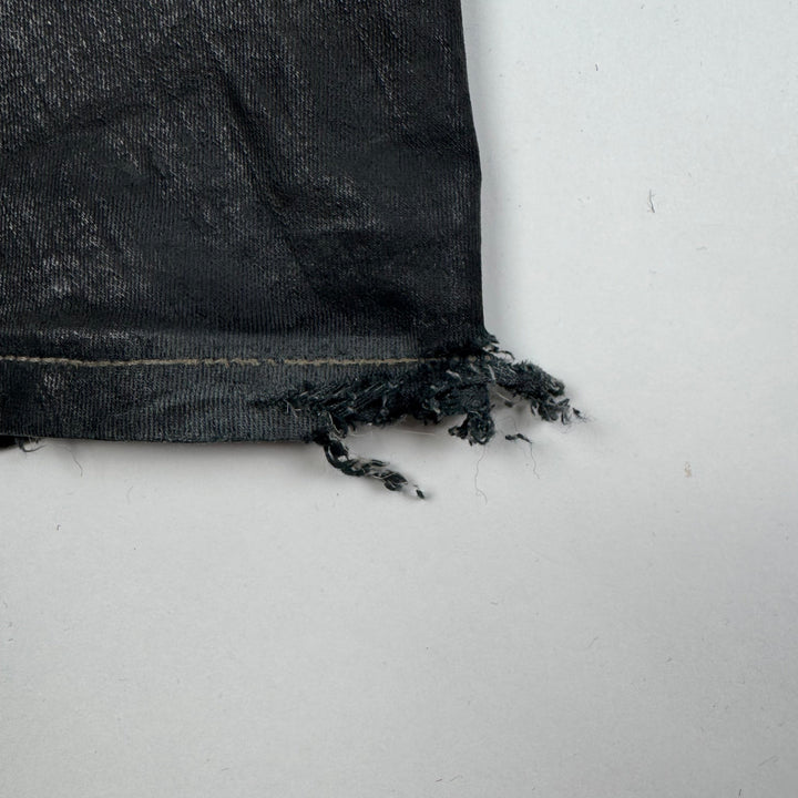 Rick Owens FW2024 Black Bias Bootcut Waxed Denim Pants