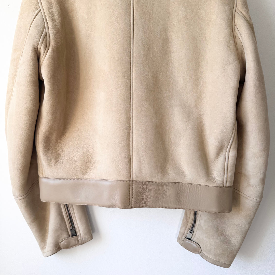 Gucci By Tom Ford 2000's Fox Fur Collar Shearling Leather Bomber Jacket