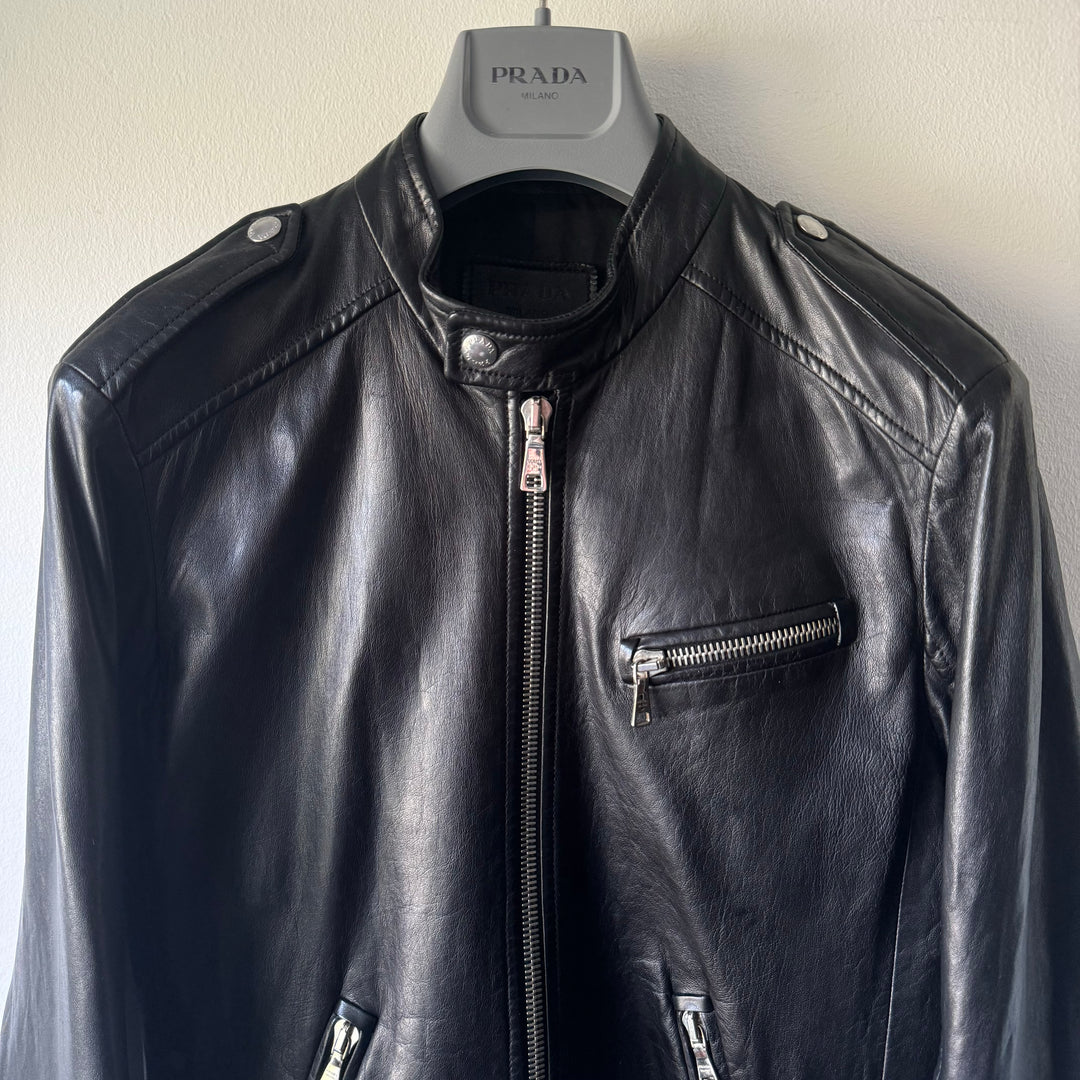 Prada SS2012 Mainline Moto Biker Lamb Leather Jacket