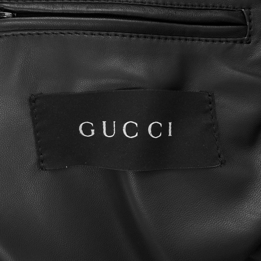 Gucci By Tom Ford FW2000 Black Spiral Lamb Leather Café Racer Jacket