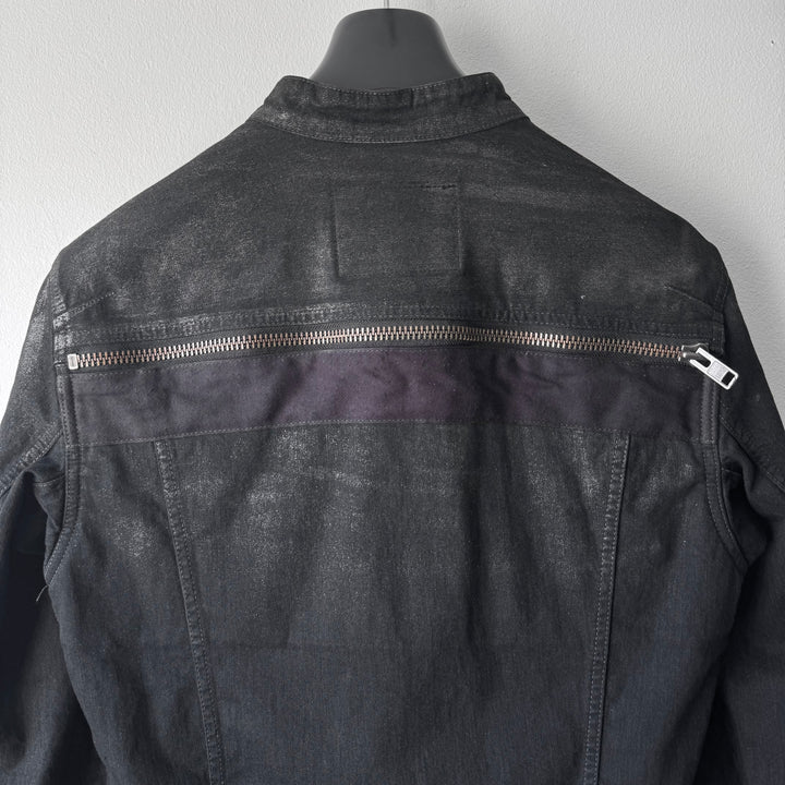LGB Black Cotton Waxed Denim Back-Zip Jacket