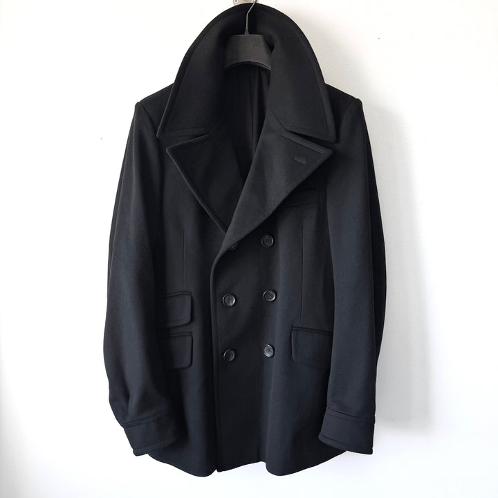Gucci By Tom Ford FW2003 Black Double Breasted Wool Peacoat