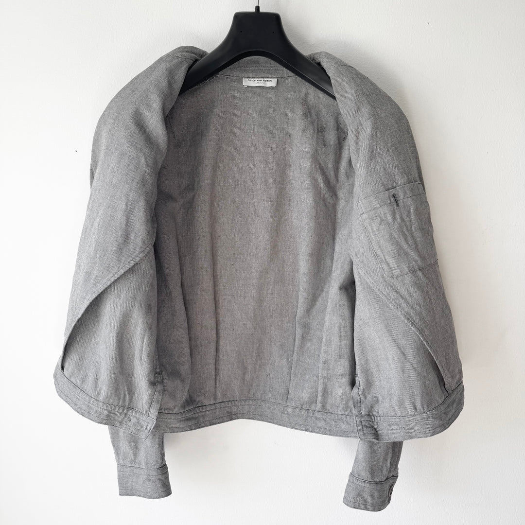 Dries Van Noten SS2007 Gray Cotton Cropped Military Jacket