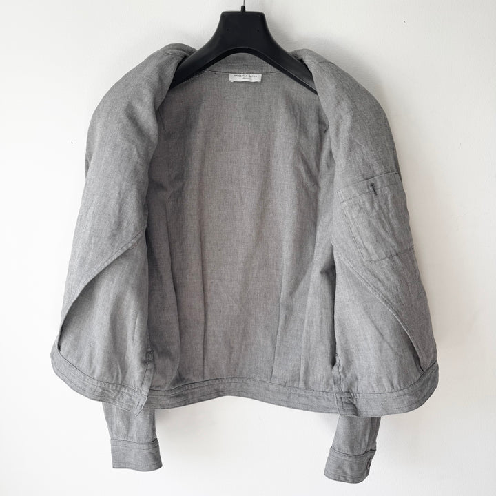 Dries Van Noten SS2007 Gray Cotton Cropped Military Jacket