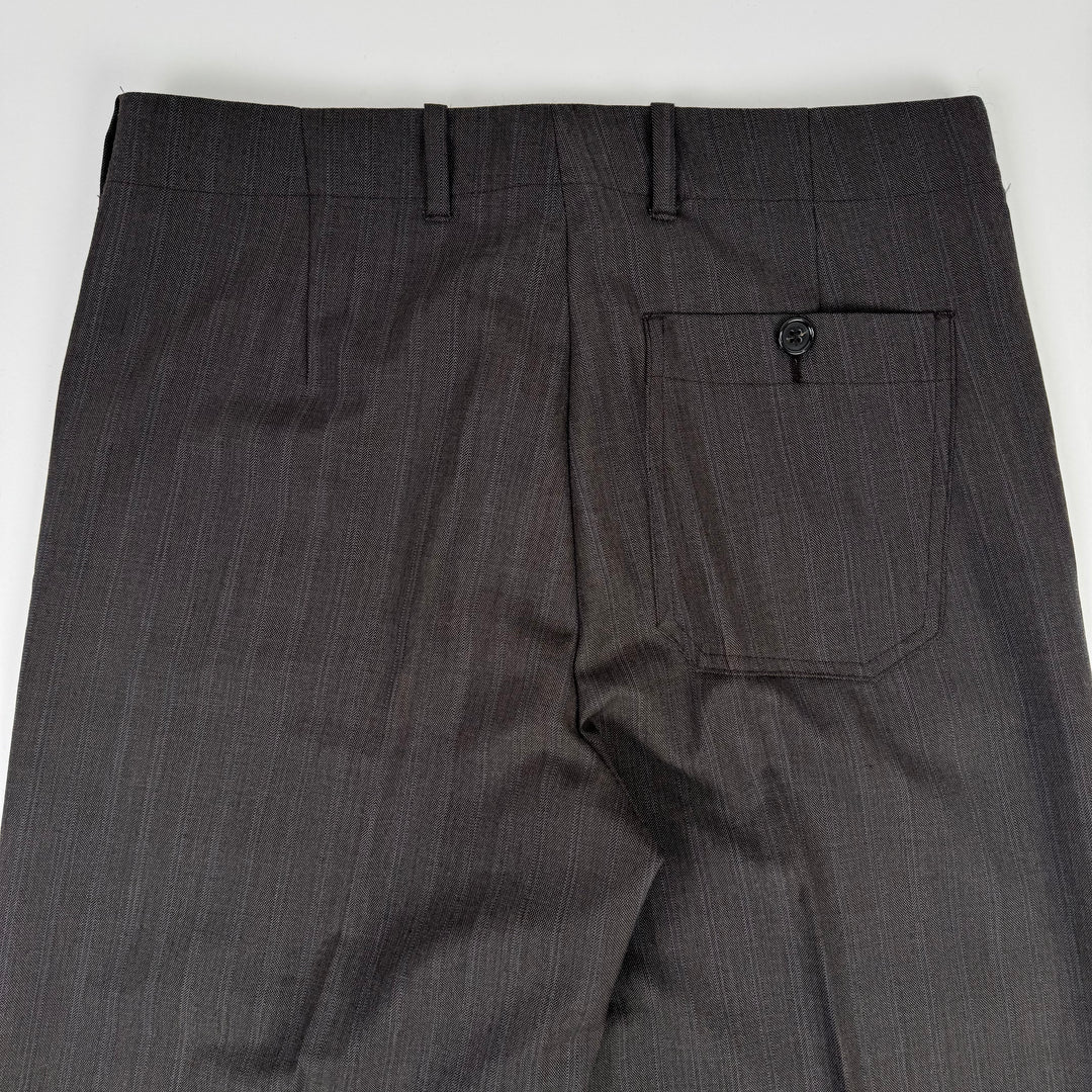 Miu Miu 2000’s Dark Gray/Brown Wool Pinstriped Wide Leg Suit Pants