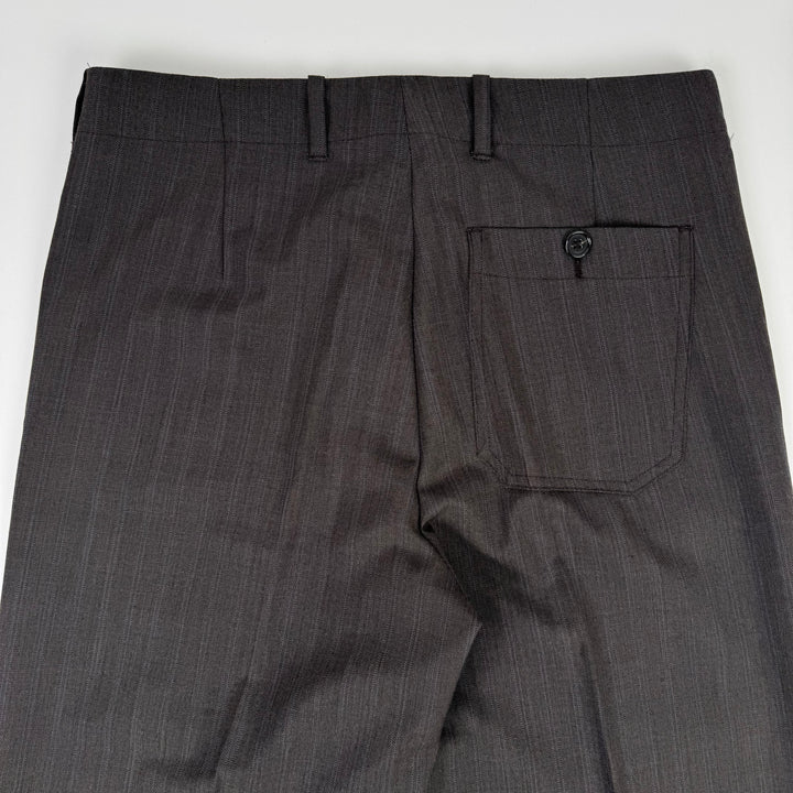 Miu Miu 2000’s Dark Gray/Brown Wool Pinstriped Wide Leg Suit Pants