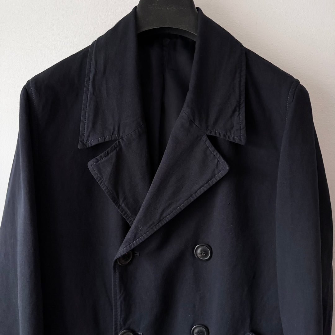 SS2004 Martin Margiela Navy Linnen/Cotton Double Breasted Short Coat