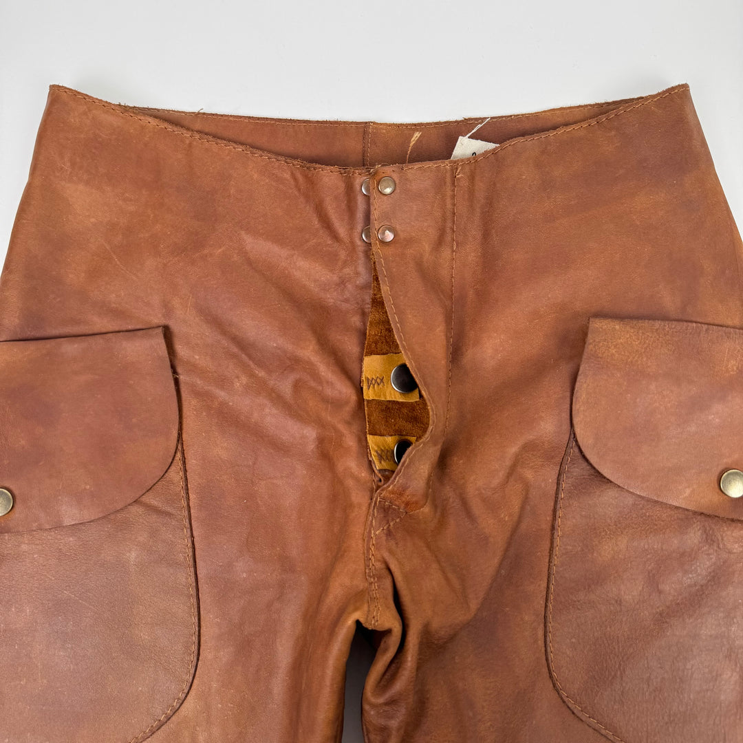 AW2001 Martin Margiela Raw Cowhide Brown Leather McQueen Cargo Pants