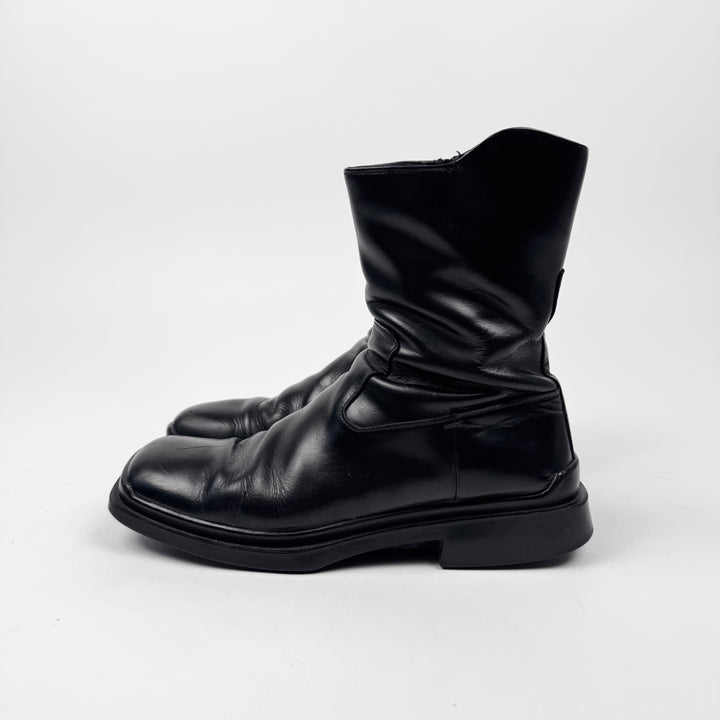 Prada FW1999 Black Patent Leather Square Toe Boots
