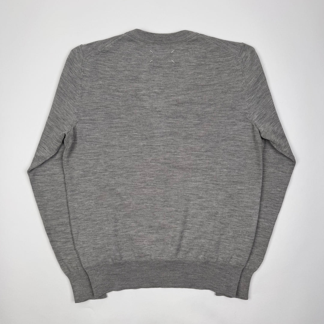 AW2006 Martin Margiela Light Gray Wool V-Neck Knit Pullover