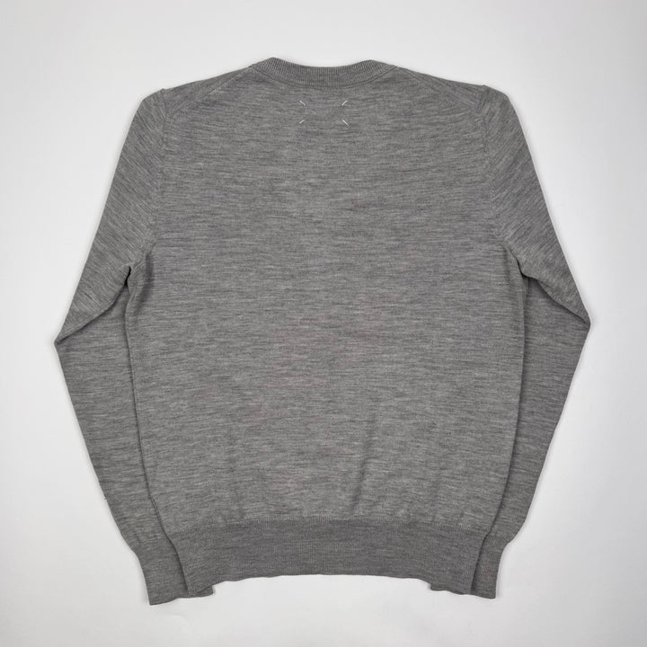 AW2006 Martin Margiela Light Gray Wool V-Neck Knit Pullover