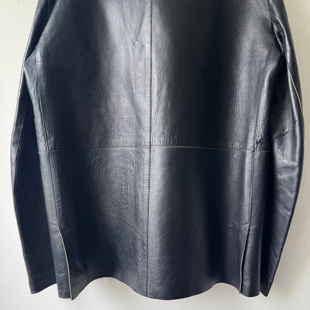 Prada 1990’s Button Up Contrast Leather Jacket