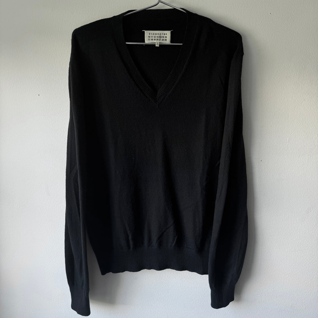 SS2017 Maison Margiela Black Cashmere V-Neck Pullover Knit Sweater