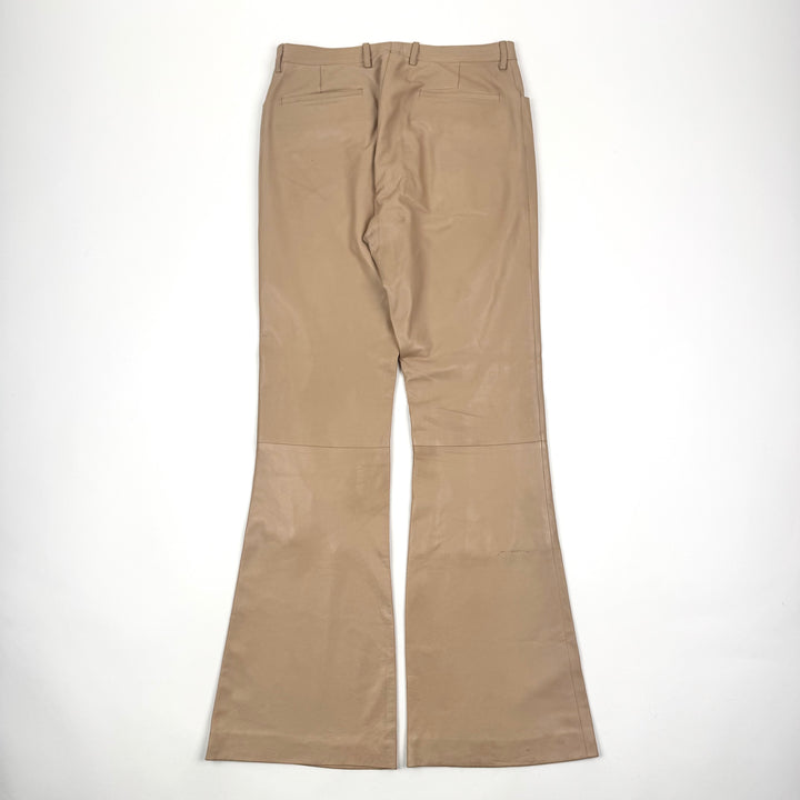 Gucci By Tom Ford SS2000 Beige Flared Bootcut Leather Pants