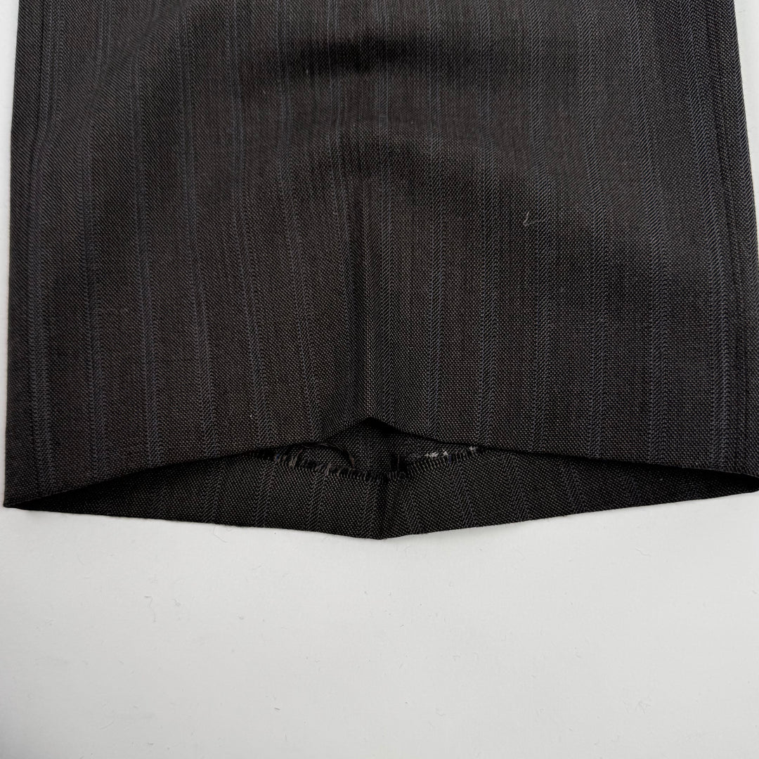 Miu Miu 2000’s Dark Gray/Brown Wool Pinstriped Wide Leg Suit Pants