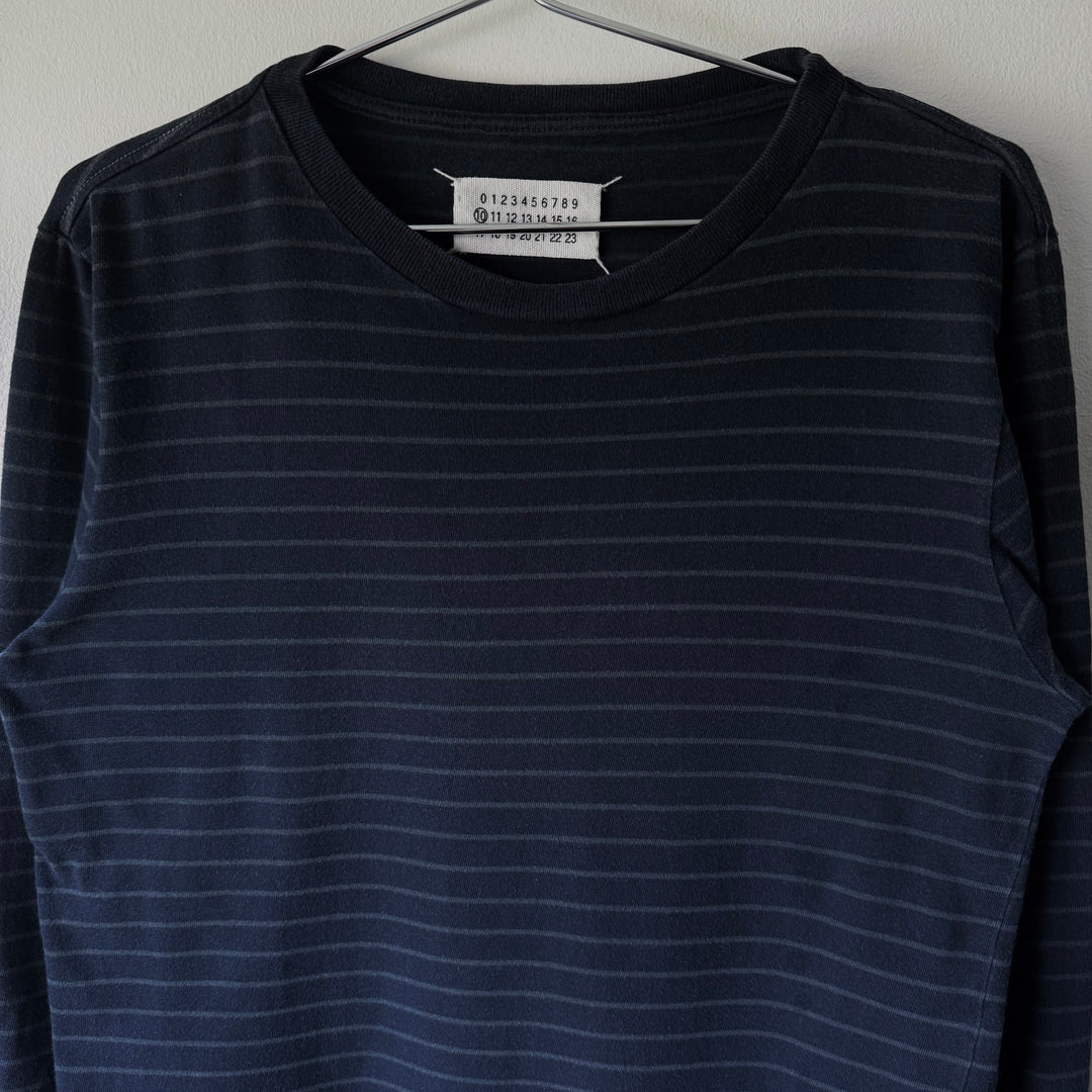 SS2000 Martin Margiela Navy Striped Cotton Jersey Long Sleeve T-Shirt