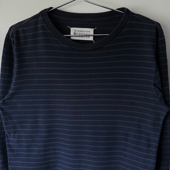 SS2000 Martin Margiela Navy Striped Cotton Jersey Long Sleeve T-Shirt