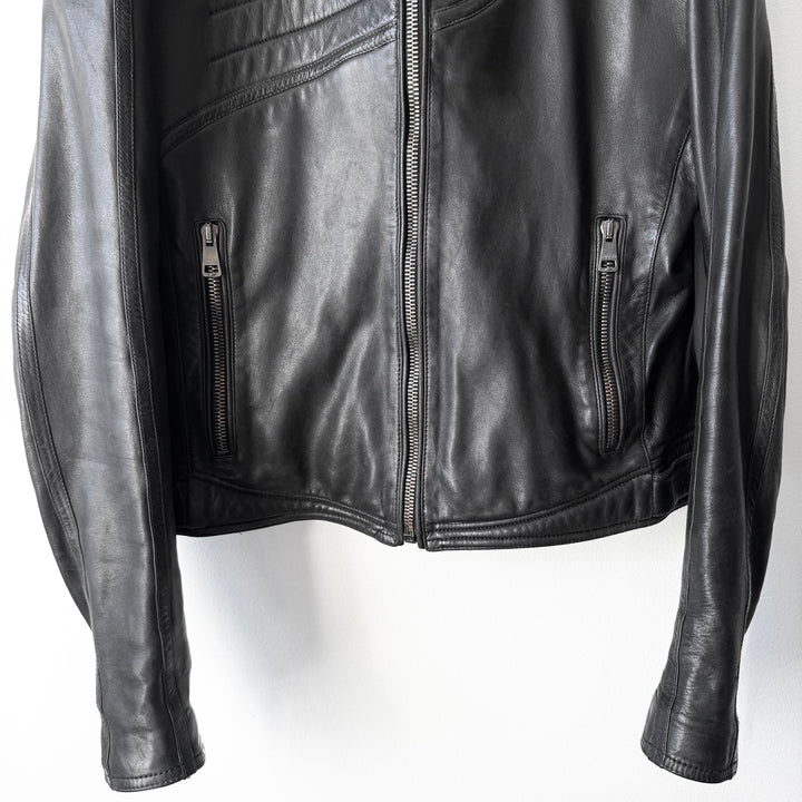 Gucci By Tom Ford FW2000 Black Spiral Lamb Leather Café Racer Jacket
