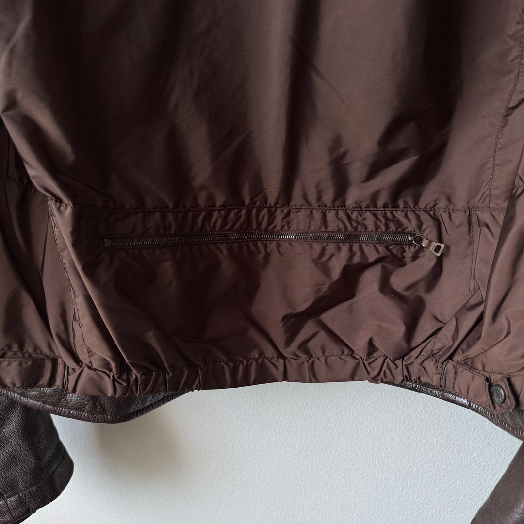 Prada Linea Rossa SS2001 Brown Café Racer Leather Jacket