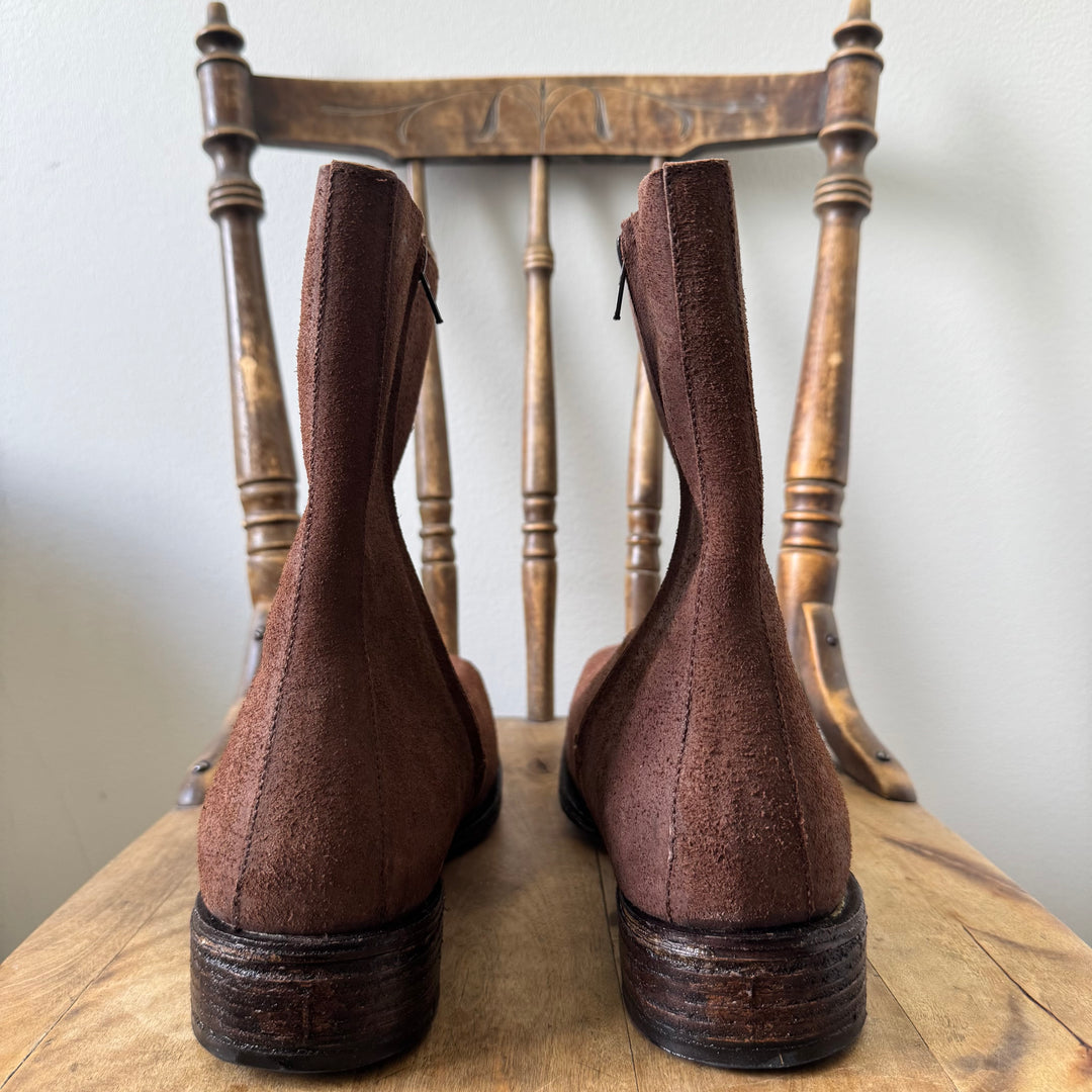 AW2003 Martin Margiela Brown Suede Square Toe Boots