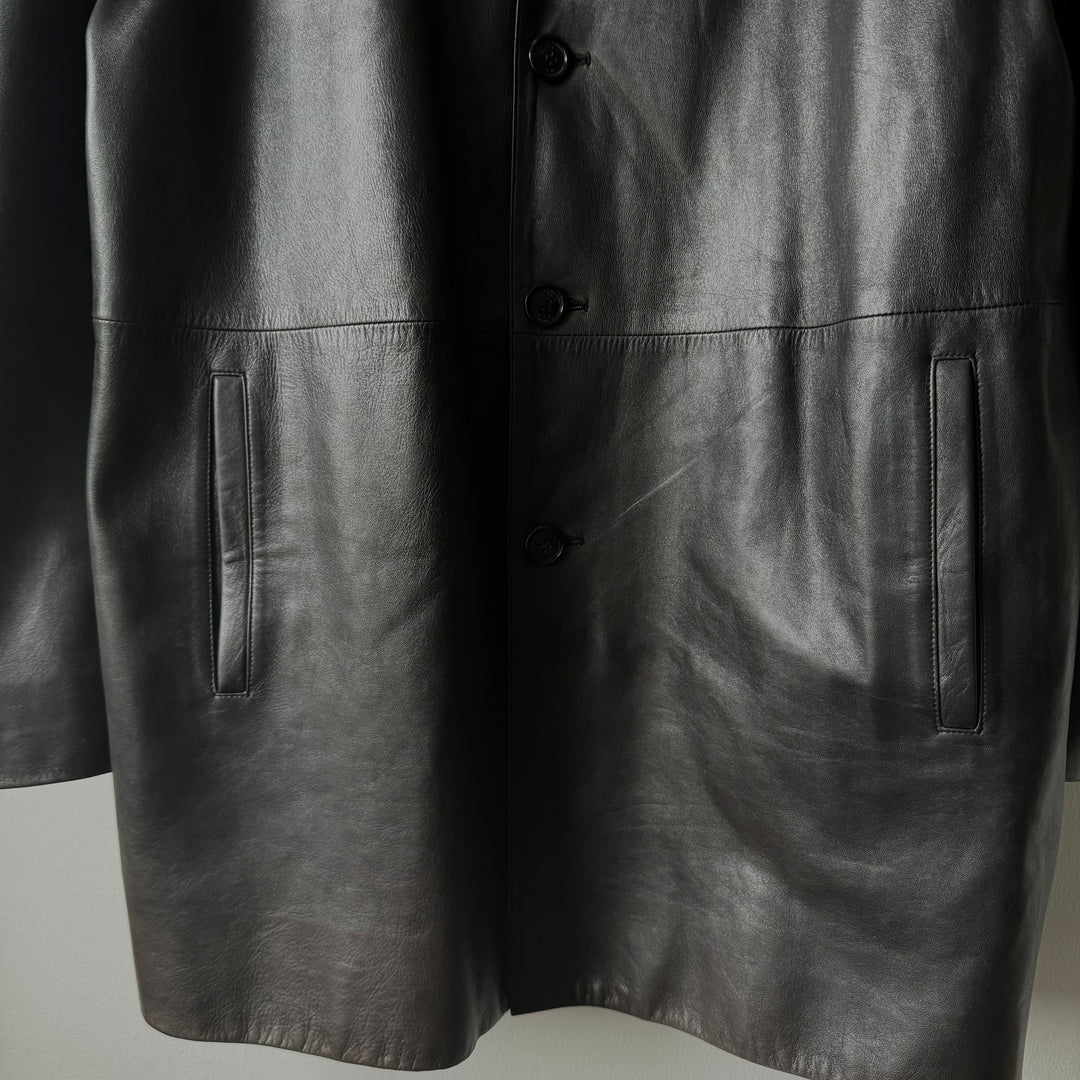 Prada Mainline Long Leather Overcoat