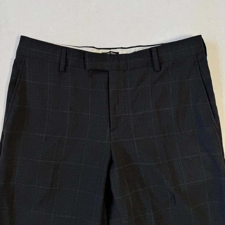 Miu Miu 2022 Checkered Prince Of Wales Pleated Fine Wool Pants