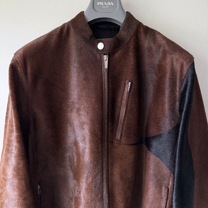 Hermes FW2015 Runway Sample Hair-On-Hide Calf Leather Moto Jacket