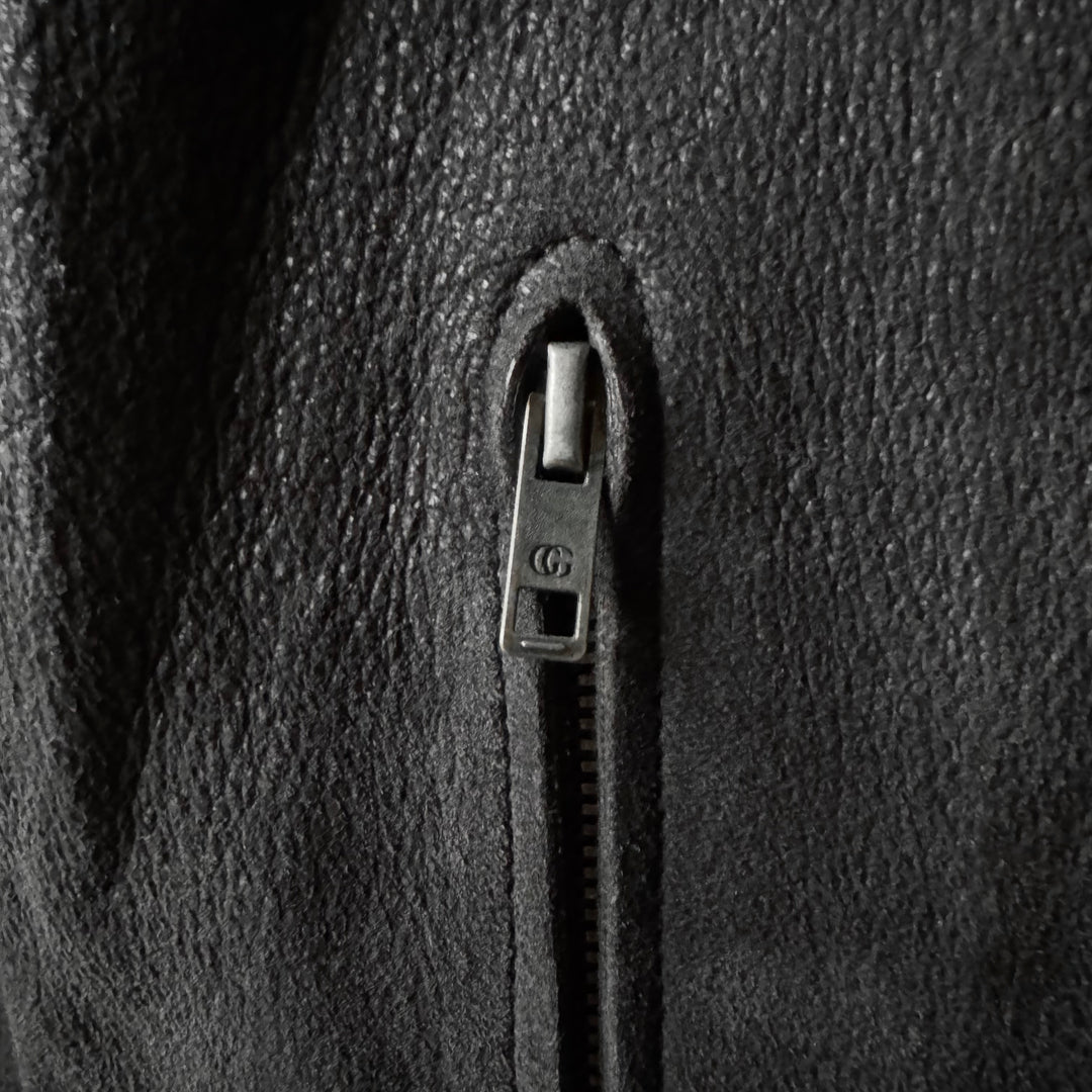 Gucci By Tom Ford SS2003 Vintage Effect Black Reverse Leather Café Racer Jacket