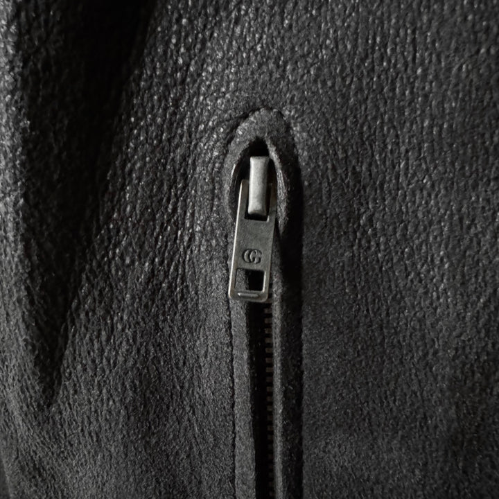 Gucci By Tom Ford SS2003 Vintage Effect Black Reverse Leather Café Racer Jacket