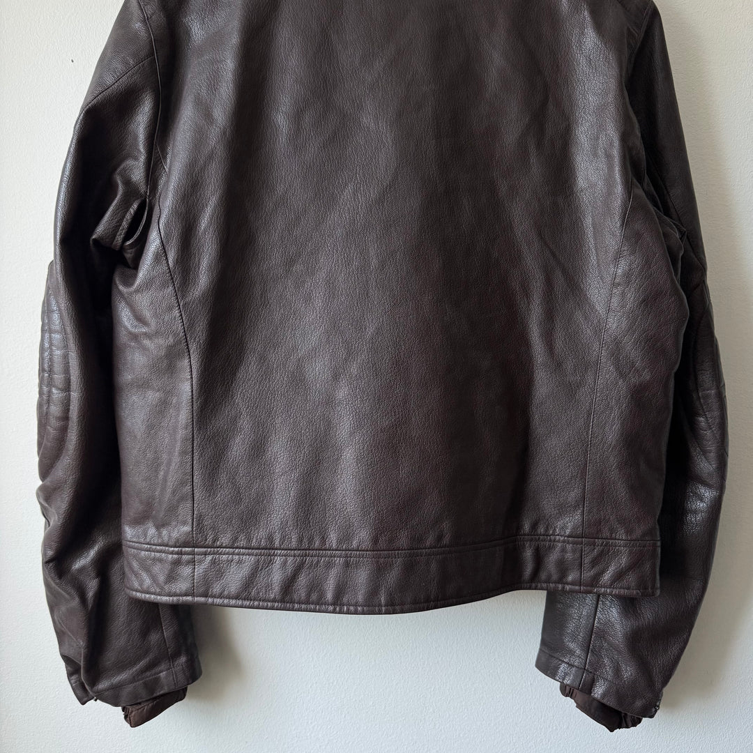 Prada Linea Rossa SS2001 Brown Café Racer Leather Jacket