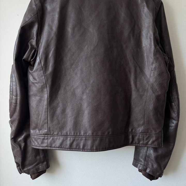 Prada Linea Rossa SS2001 Brown Café Racer Leather Jacket