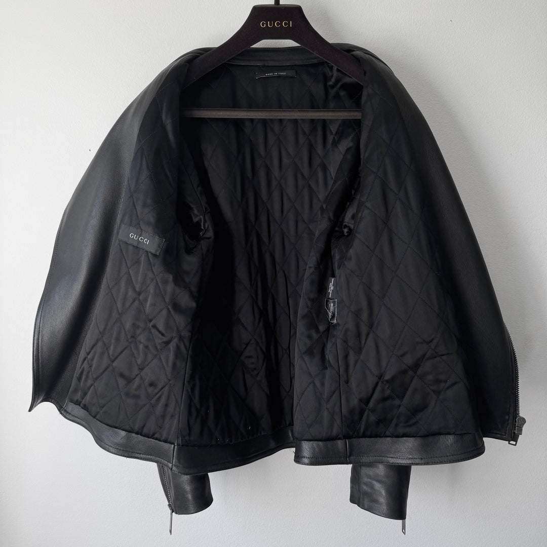 Gucci FW2006 Black Lamb Leather Biker Moto Jacket