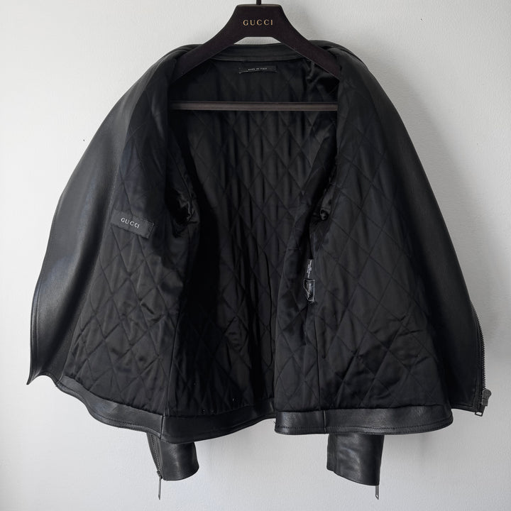 Gucci FW2006 Black Lamb Leather Biker Moto Jacket