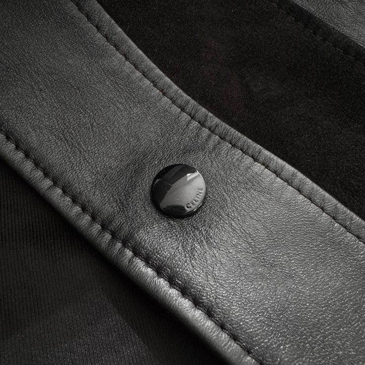 1/1 Celine SS2022 Sample Black Cutout Suede Paneled Leather Blouson Jacket