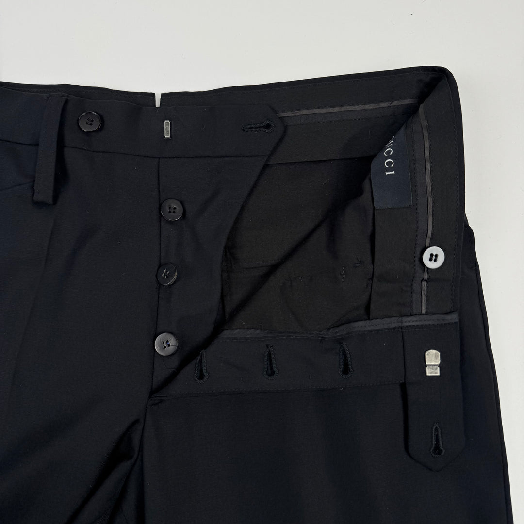Gucci 2000's Black Wool Pleated Relaxed Suit Trousers Pants