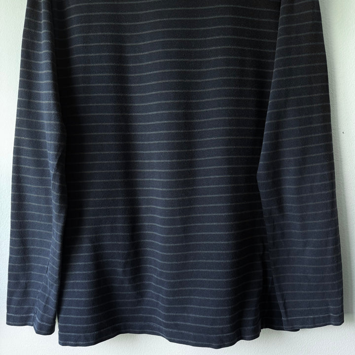 SS2000 Martin Margiela Navy Striped Cotton Jersey Long Sleeve T-Shirt