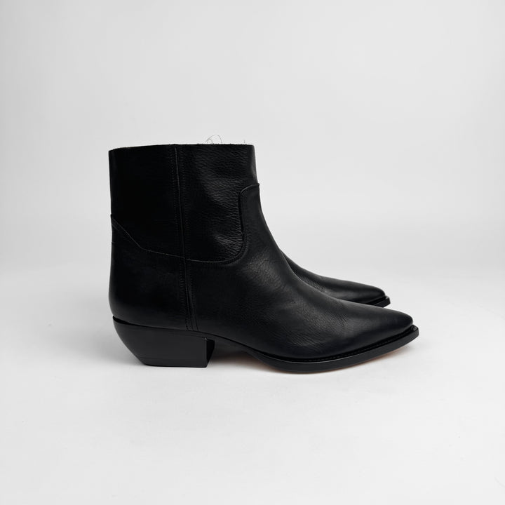 Saint Laurent Black Leather Distressed Shaft Theo 40 Zip Boots